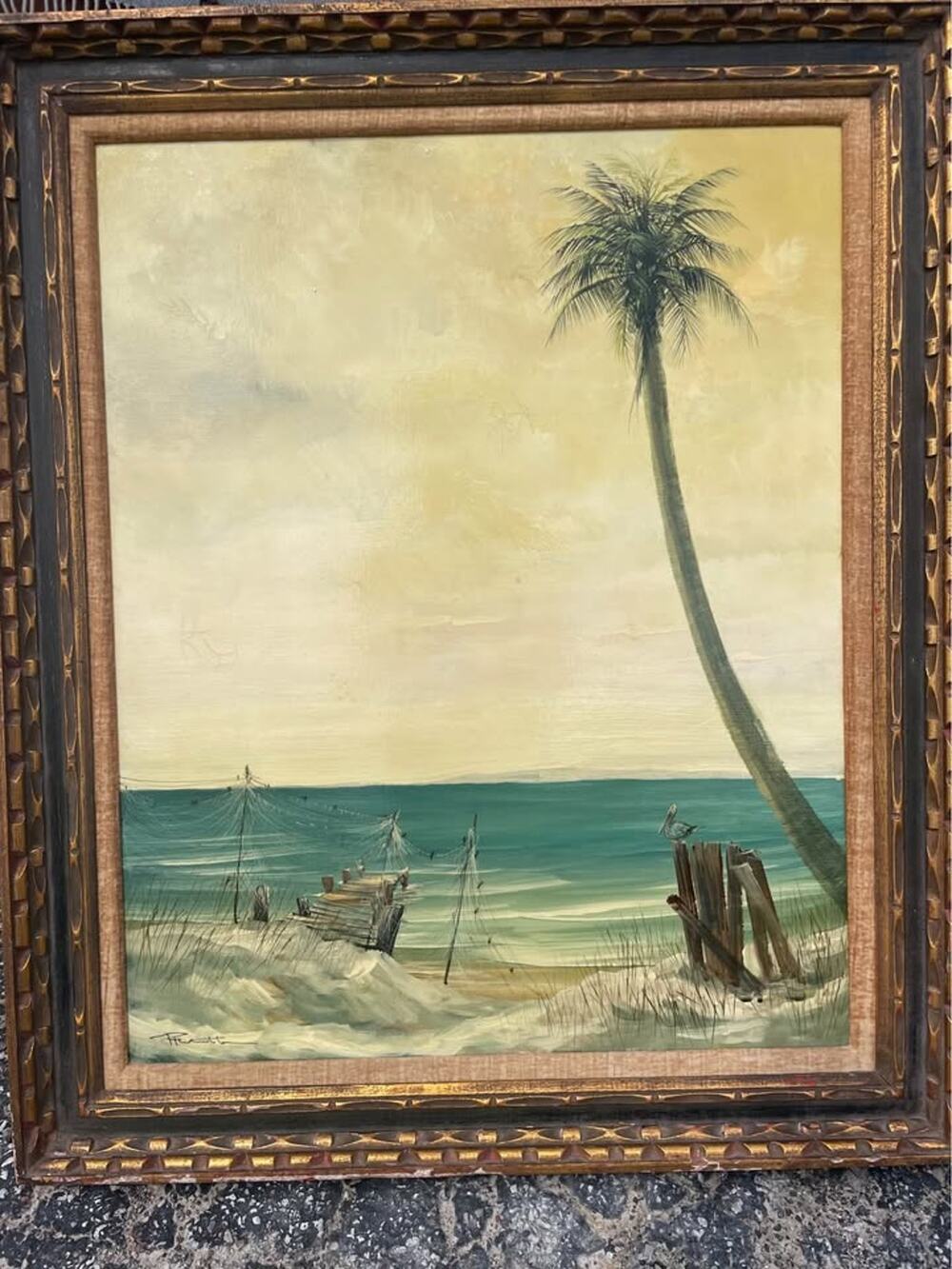 Large original oil beach painting